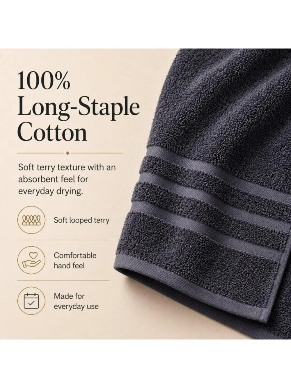 Soft Gray Bath Towels 2 Pack, 30x60